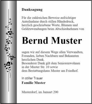 Danksagung TR 47, 79x90mm, Blumen-Rahmen Innen