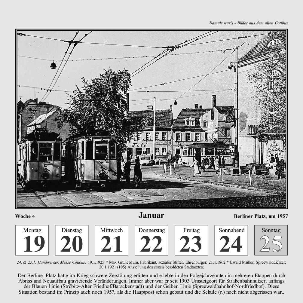 Damals war´s - Wochenkalender 2026: Bilder aus dem alten Cottbus 2 Damals war´s - Wochenkalender 2026: Bilder aus dem alten Cottbus – Bild 2